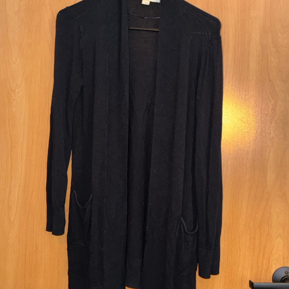 LOFT Women's Black Open-Front Cardigan
